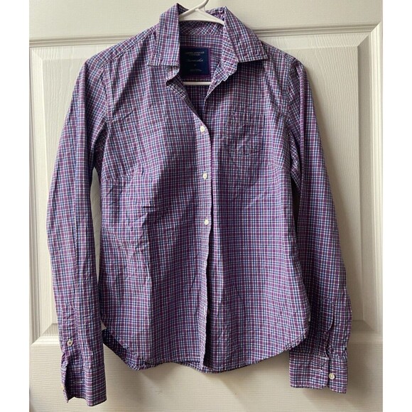 American Eagle Outfitters Long Sleeve Button Front Blouse Womens  Size 8 Purple - Picture 1 of 8